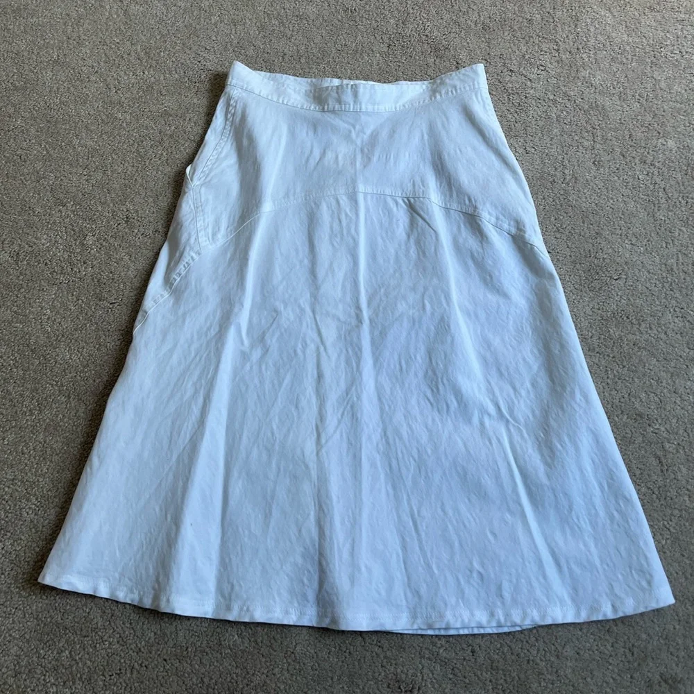 A.L.C. ALC White Linen Blend Snap Front Jayce Skirt Sz. 4 - Picture 4 of 6